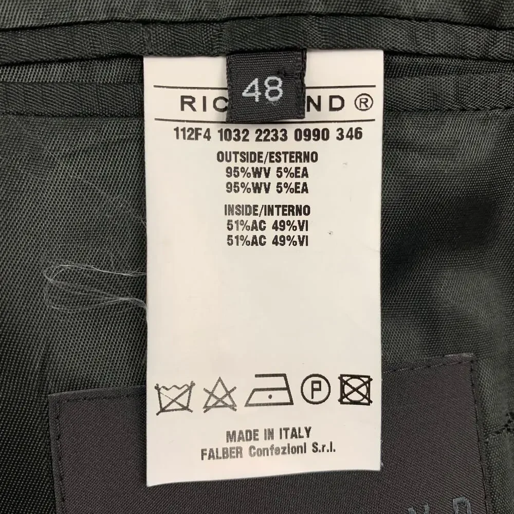 JOHN RICHMOND Size 38 Black Wool Peak Lapel Sport Coat